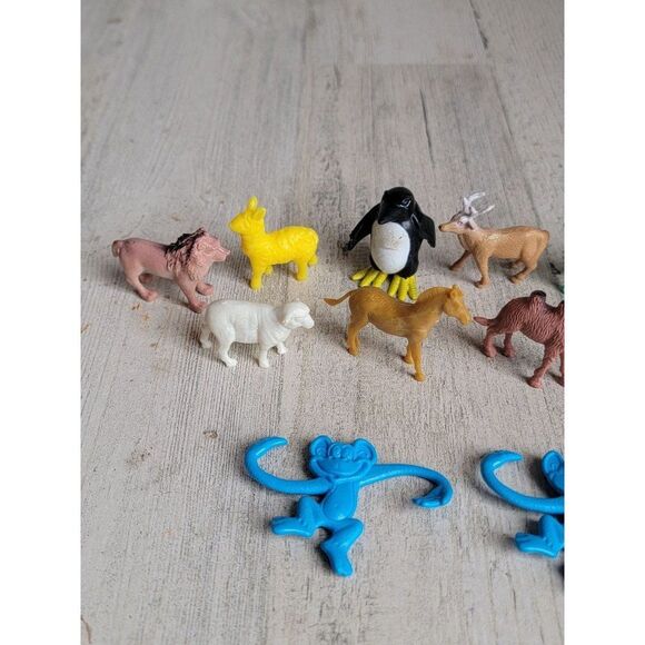 Assorted animal play monkey camel horse deer rabbit toy figure set - Picture 2 of 8